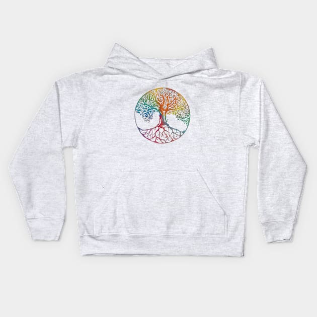 Multi Color Tree of Life Kids Hoodie by Bluepress